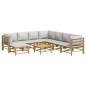 vidaXL Set de muebles de jardín 9 piezas bambú y cojines gris claro vidaXL Set de muebles de jardín 9 piezas bambú y cojines gris claro