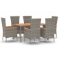 vidaXL Set comedor jardín 7 pzas y cojines ratán sintético gris vidaXL Set comedor jardín 7 pzas y cojines ratán sintético gris