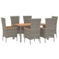 vidaXL Set comedor jardín 7 pzas y cojines ratán sintético gris vidaXL Set comedor jardín 7 pzas y cojines ratán sintético gris