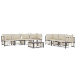 vidaXL Juego de muebles de jardín 8 pzas y cojines ratán PE antracita