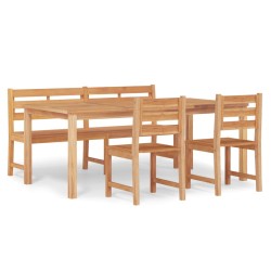 vidaXL Juego de comedor para jardín 4 piezas madera maciza de teca