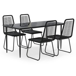 vidaXL Juego de comedor para jardín 5 piezas negro 