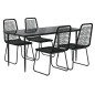 vidaXL Juego de comedor para jardín 5 piezas negro 