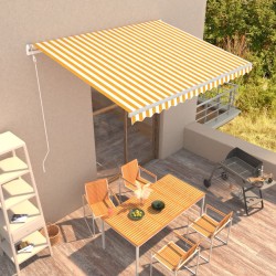 vidaXL Toldo automático retráctil amarillo y blanco 400x300 cm