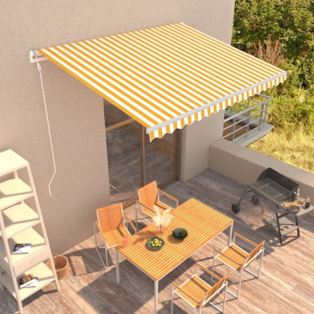 vidaXL Toldo automático retráctil amarillo y blanco 400x300 cm