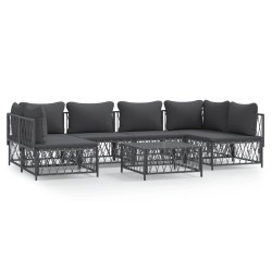 vidaXL Juego de muebles de jardín 7 pzas con cojines acero antracita