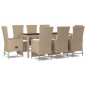 vidaXL Set comedor de jardín 9 pzas con cojines ratán sintético beige