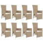 vidaXL Set comedor de jardín 9 pzas con cojines ratán sintético beige