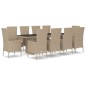 vidaXL Set comedor de jardín 11 pzas con cojines ratán sintético beige vidaXL Set comedor de jardín 11 pzas con cojines ratán sintético beige