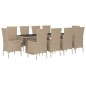 vidaXL Set comedor de jardín 11 pzas con cojines ratán sintético beige vidaXL Set comedor de jardín 11 pzas con cojines ratán sintético beige