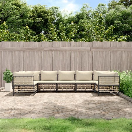 vidaXL Set muebles de jardín 7 pzas y cojines ratán PE gris antracita