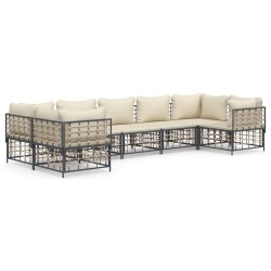 vidaXL Set muebles de jardín 7 pzas y cojines ratán PE gris antracita