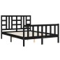 vidaXL Estructura de cama con cabecero madera maciza negro 140x190 cm