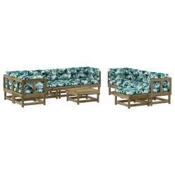 vidaXL Juego muebles jardín 10 pzas y cojines madera pino impregnada