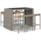 vidaXL Mesa bar y taburetes jardín 7 pzas madera acacia ratán PE gris vidaXL Mesa bar y taburetes jardín 7 pzas madera acacia ratán PE gris