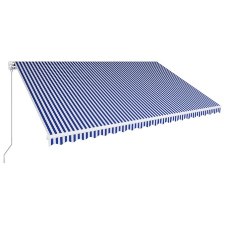 vidaXL Toldo manual retráctil azul y blanco 500x300 cm