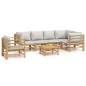 vidaXL Set de muebles de jardín 7 piezas bambú y cojines gris claro vidaXL Set de muebles de jardín 7 piezas bambú y cojines gris claro