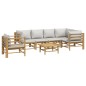 vidaXL Set de muebles de jardín 7 piezas bambú y cojines gris claro vidaXL Set de muebles de jardín 7 piezas bambú y cojines gris claro