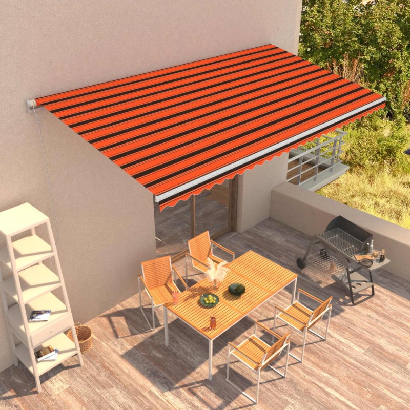 vidaXL Toldo automático retráctil naranja y marrón 600x300 cm vidaXL Toldo automático retráctil naranja y marrón 600x300 cm