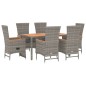 vidaXL Set comedor jardín 7 pzas y cojines ratán sintético gris vidaXL Set comedor jardín 7 pzas y cojines ratán sintético gris