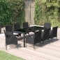 vidaXL Set de comedor de jardín 9 pzas y cojines ratán sintético negro vidaXL Set de comedor de jardín 9 pzas y cojines ratán sintético negro