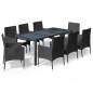 vidaXL Set de comedor de jardín 9 pzas y cojines ratán sintético negro vidaXL Set de comedor de jardín 9 pzas y cojines ratán sintético negro