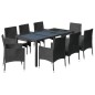 vidaXL Set de comedor de jardín 9 pzas y cojines ratán sintético negro vidaXL Set de comedor de jardín 9 pzas y cojines ratán sintético negro