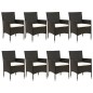 vidaXL Set de comedor de jardín 9 pzas y cojines ratán sintético negro vidaXL Set de comedor de jardín 9 pzas y cojines ratán sintético negro