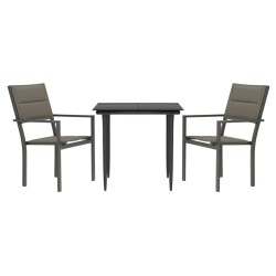 vidaXL Juego de comedor para jardín 3 piezas acero y textilene negro