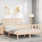 vidaXL Estructura de cama de matrimonio con cabecero madera maciza