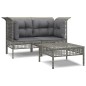 vidaXL Set de muebles de jardín 3 pzas y cojines ratán sintético gris vidaXL Set de muebles de jardín 3 pzas y cojines ratán sintético gris