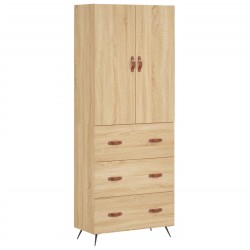 vidaXL Aparador alto madera contrachapada color roble 69,5x34x180 cm