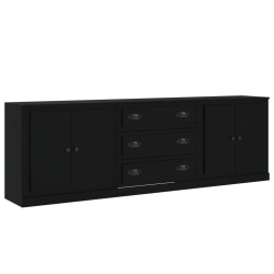 vidaXL Aparadores 3 piezas madera contrachapada negro