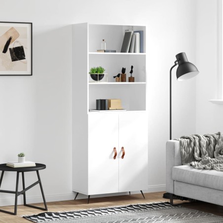 vidaXL Aparador alto madera contrachapada blanco brillo 69,5x34x180 cm