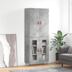 vidaXL Aparador alto madera contrachapada gris hormigón 69,5x34x180 cm