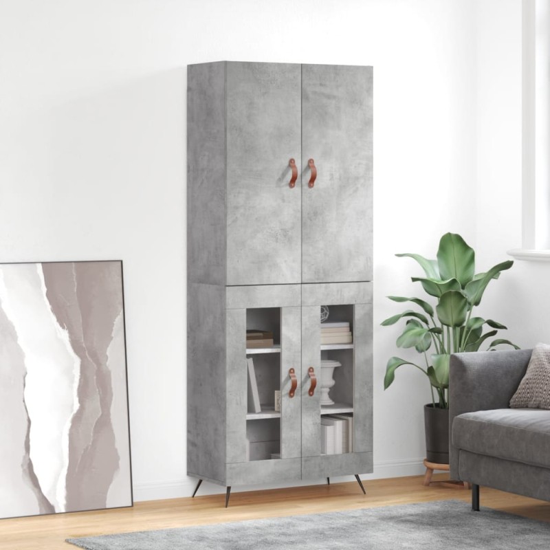 vidaXL Aparador alto madera contrachapada gris hormigón 69,5x34x180 cm vidaXL Aparador alto madera contrachapada gris hormigón 69,5x34x180 cm