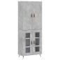 vidaXL Aparador alto madera contrachapada gris hormigón 69,5x34x180 cm vidaXL Aparador alto madera contrachapada gris hormigón 69,5x34x180 cm