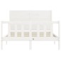 vidaXL Estructura cama de matrimonio con cabecero madera maciza blanco vidaXL Estructura cama de matrimonio con cabecero madera maciza blanco