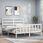 vidaXL Estructura de cama con cabecero madera maciza blanco 160x200 cm vidaXL Estructura de cama con cabecero madera maciza blanco 160x200 cm