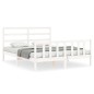 vidaXL Estructura de cama con cabecero madera maciza blanco 160x200 cm vidaXL Estructura de cama con cabecero madera maciza blanco 160x200 cm