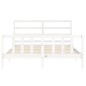 vidaXL Estructura de cama con cabecero madera maciza blanco 160x200 cm vidaXL Estructura de cama con cabecero madera maciza blanco 160x200 cm
