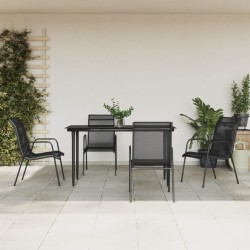 vidaXL Juego de comedor para jardín 5 piezas acero y textilene negro