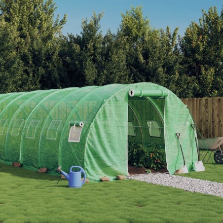 vidaXL Invernadero con estructura de acero verde 48 m² 16x3x2 m