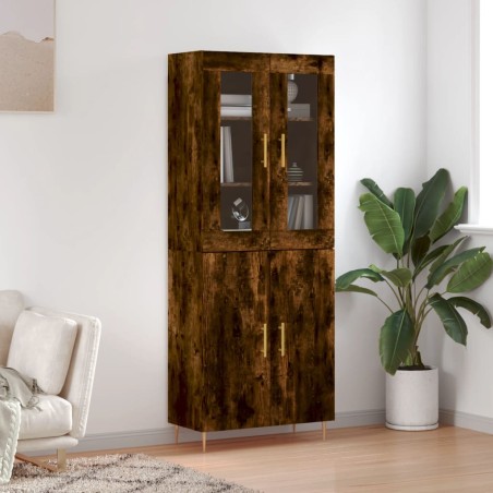 vidaXL Aparador alto madera contrachapada roble ahumado 69,5x34x180 cm