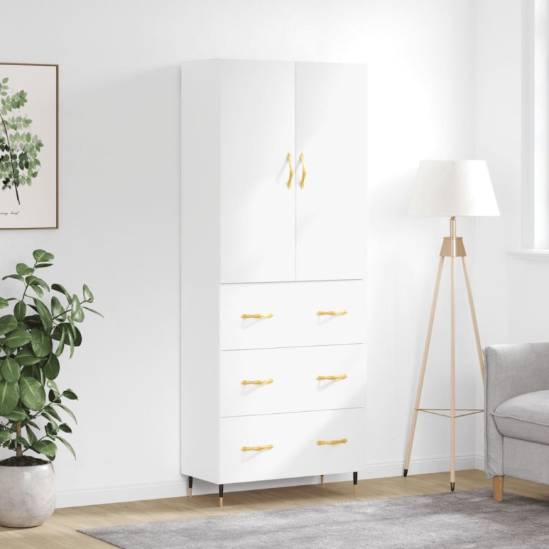 vidaXL Aparador alto madera contrachapada blanco brillo 69,5x34x180 cm vidaXL Aparador alto madera contrachapada blanco brillo 69,5x34x180 cm