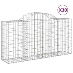 vidaXL Cestas de gaviones 30 uds forma de arco hierro 200x50x100/120cm