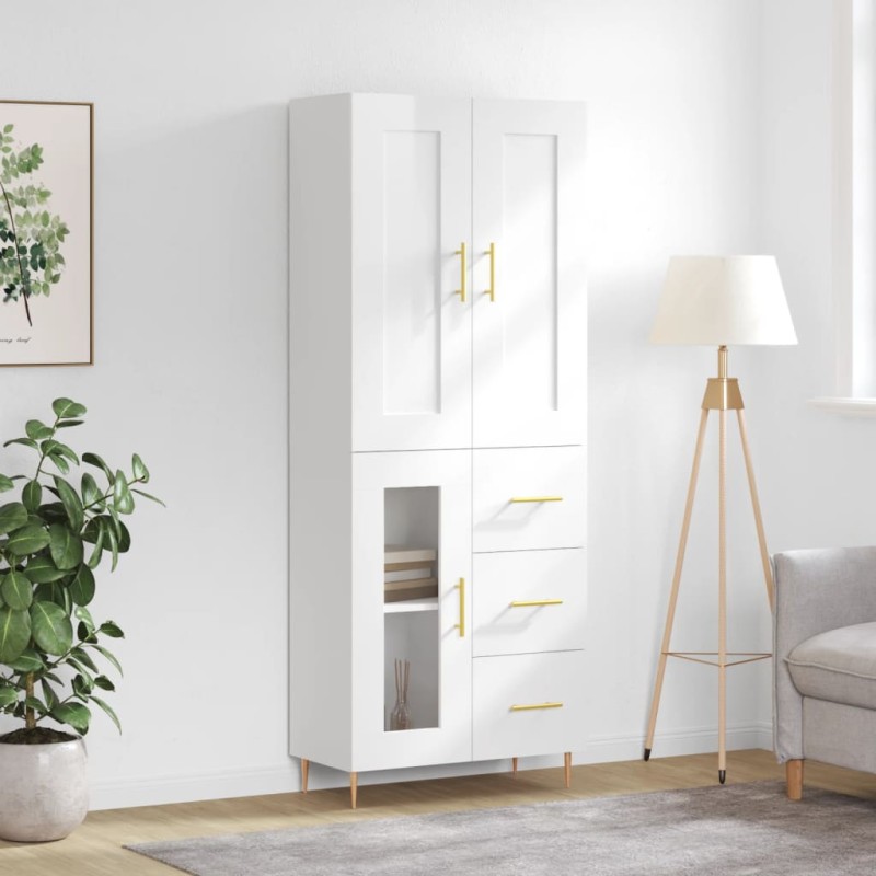 vidaXL Aparador alto madera contrachapada blanco brillo 69,5x34x180 cm vidaXL Aparador alto madera contrachapada blanco brillo 69,5x34x180 cm