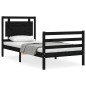 vidaXL Estructura de cama con cabecero madera maciza negro 100x200 cm vidaXL Estructura de cama con cabecero madera maciza negro 100x200 cm