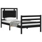 vidaXL Estructura de cama con cabecero madera maciza negro 100x200 cm vidaXL Estructura de cama con cabecero madera maciza negro 100x200 cm