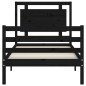 vidaXL Estructura de cama con cabecero madera maciza negro 100x200 cm vidaXL Estructura de cama con cabecero madera maciza negro 100x200 cm